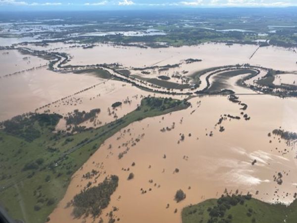 Lismore NSW during the 2022 storms and floods. SES imagery. 