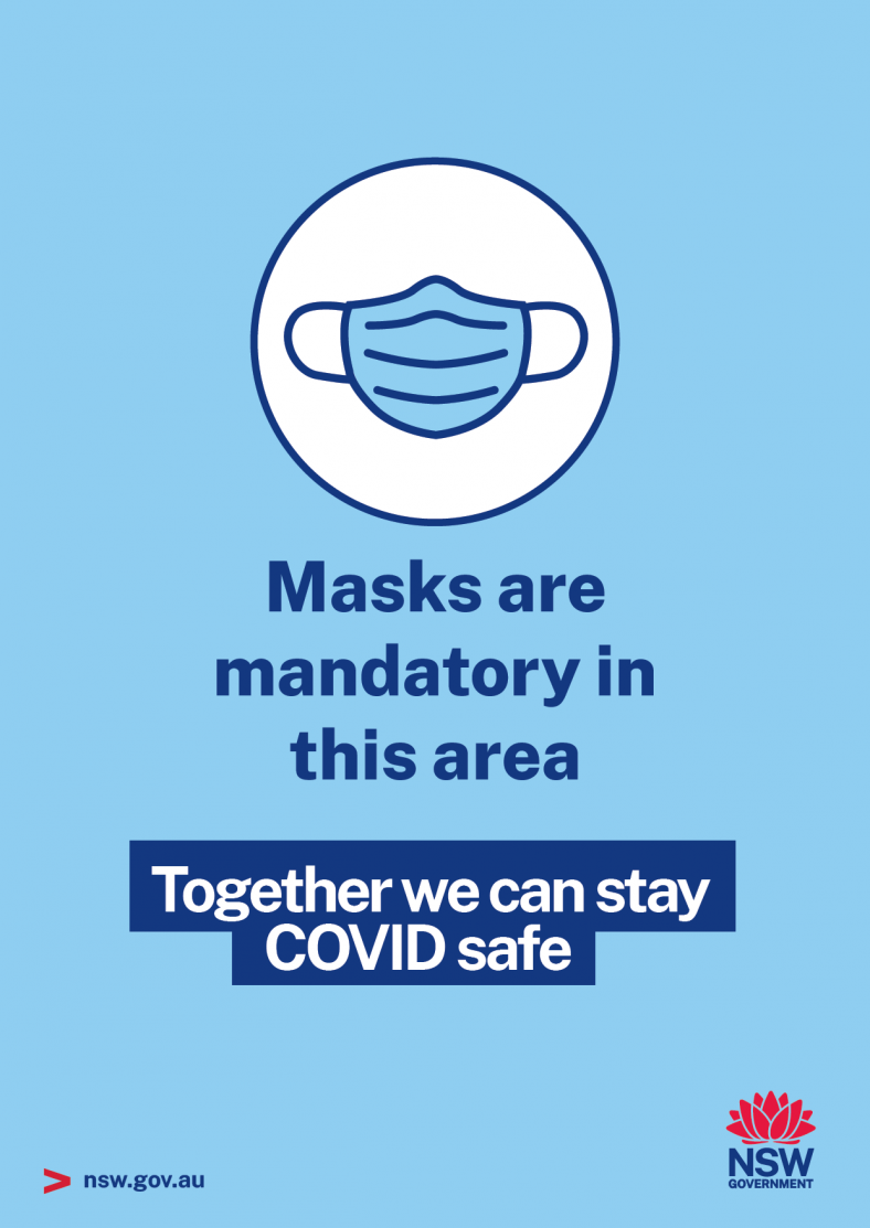 Masks are mandatory in this area - light blue