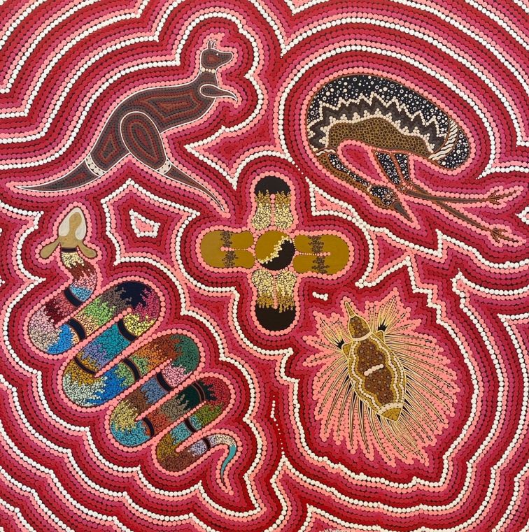 colourful indigenous dot painting