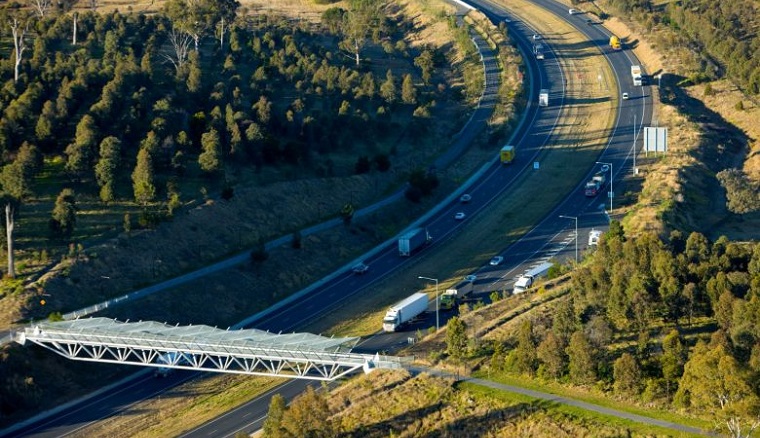 An aerial view of a section of the Westlink M7 motorway that is subject to a widening proposal.