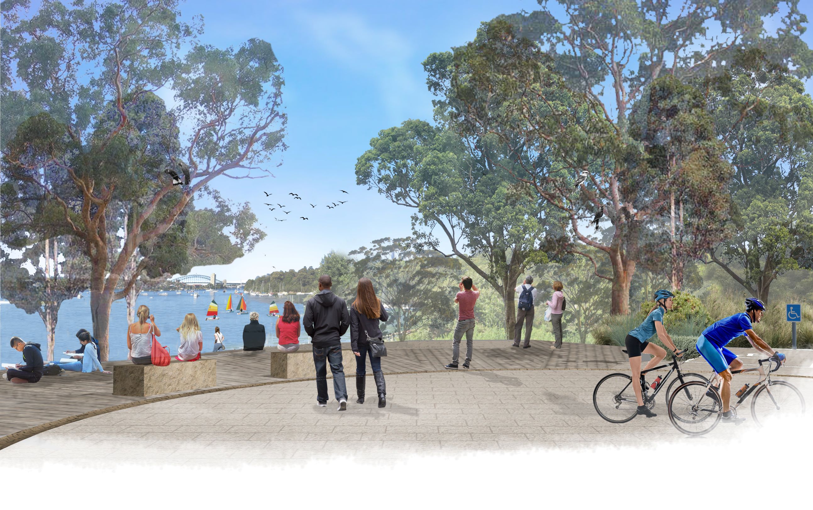Artist’s impression from Balls Head Road – Berrys Bay key focal area