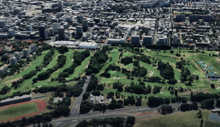 An aerial view of Moore Park in Sydney NSW