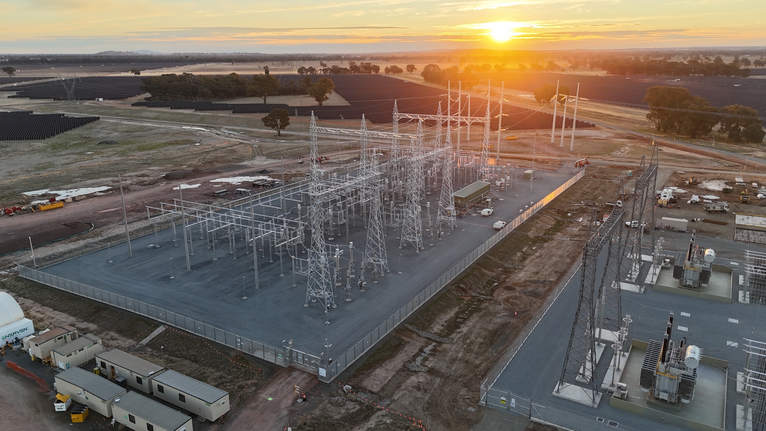 Aerial view of Lumea - Culcairn Solar Farm Switching Station