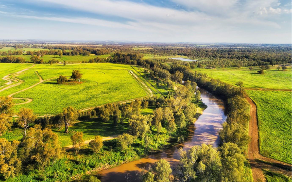 Aerial view of the Macquarie River