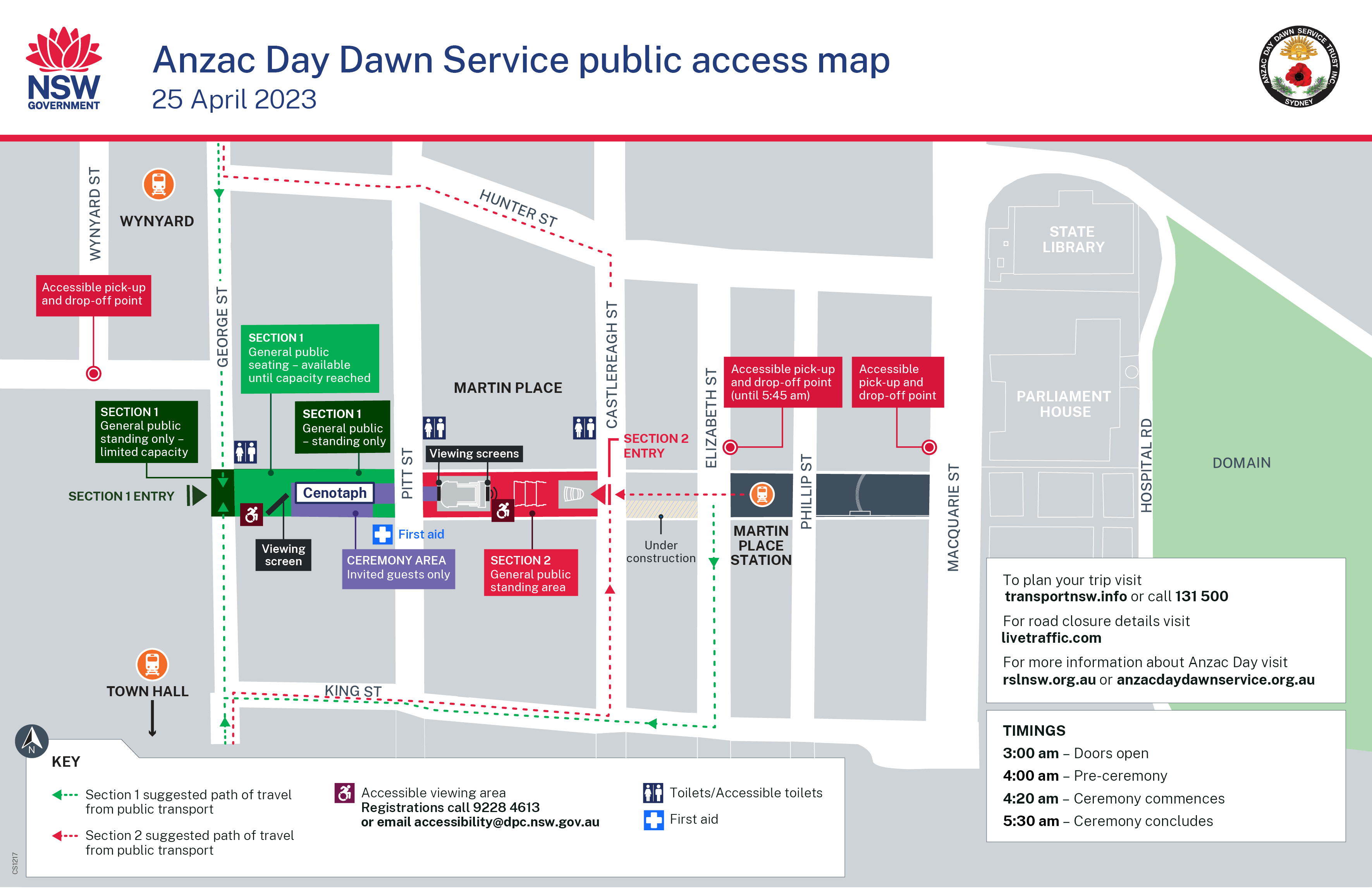 Anzac Day Dawn Service Public Access Map