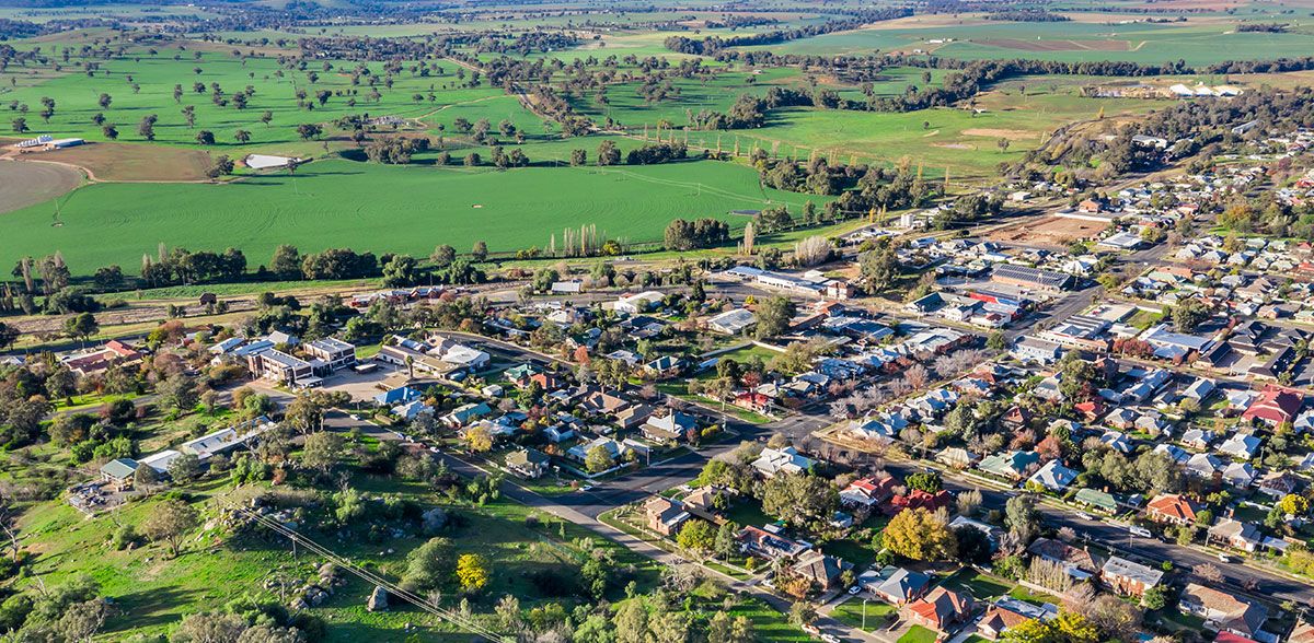 Aerial view of the regional NSW town Cowra