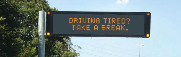 Variable message sign/board. Displays safety messages for drivers