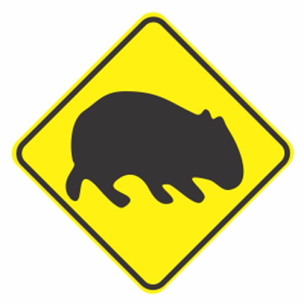 Wombats in area warning sign