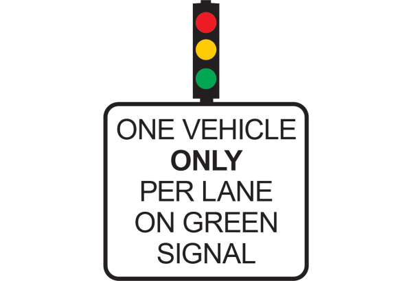 One vehicle only per lane on green signal