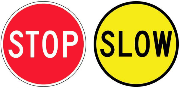 Stop and Slow road signs