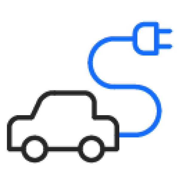 car with cord and electrical plug icon