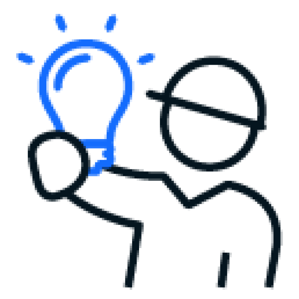 construction worker with light bulb on arm icon