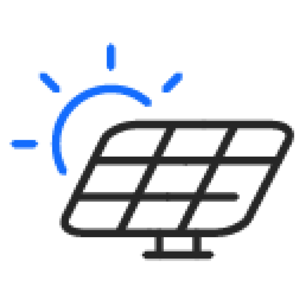 sun appearing behind solar panel icon