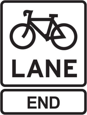 Bicycle lane ends sign
