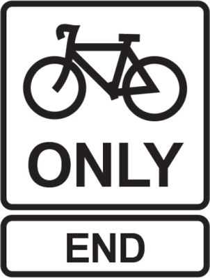 Bicycle path ends sign