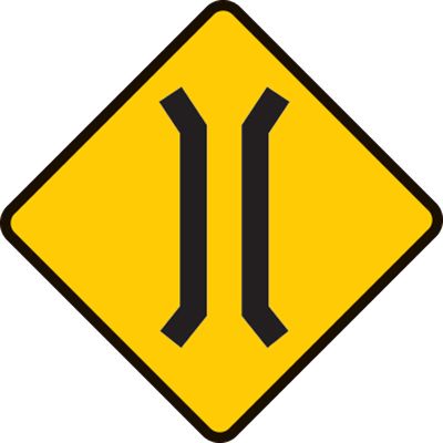 Narrow bridge road sign