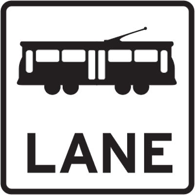 Tram lane sign