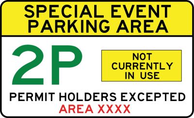 Special event parking sign