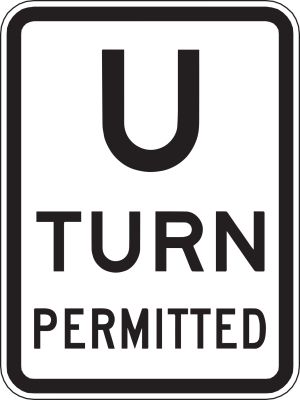 U-turn permitted sign