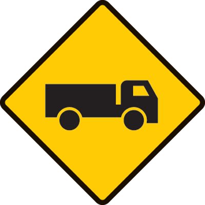 Be aware slow vehicles may be crossing or entering ahead