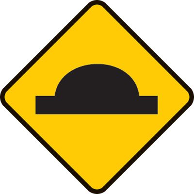 The road ahead has a speed or traffic hump