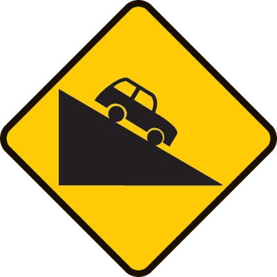 Road ahead has a steep descent. Be aware and drive to conditions