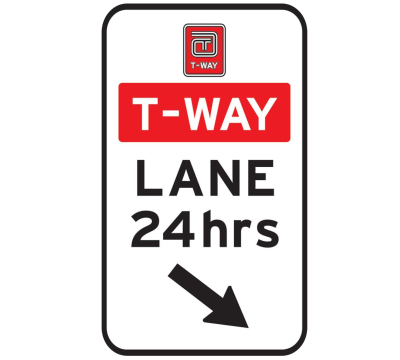 R-Way Lane 24hrs road sign