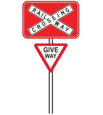 Railway crossings level giveway road sign