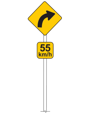55Km/h Speed limit advisory road sign