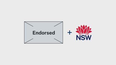 A rectangular box on the left encloses the word 'Endorsed' while the NSW Government logo sits to its right.