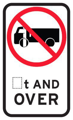 Road signs indicating weight restrictions on heavy vehicle use