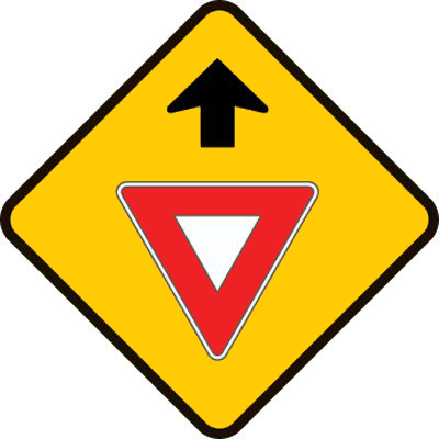 Give way ahead sign