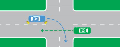 Two cars are travelling in opposite directions.