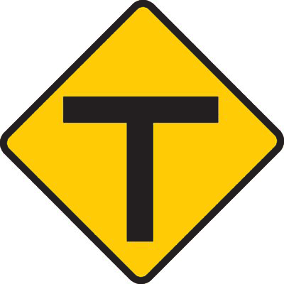 T-intersection road sign