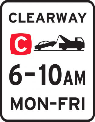 You must not park between a 'Clearway' sign