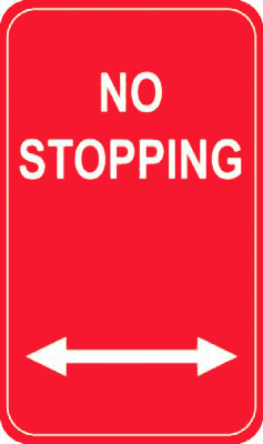 No Stopping road sign