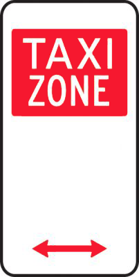Taxi zone on both sides of the sign