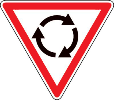 Roundabout give way sign triangle