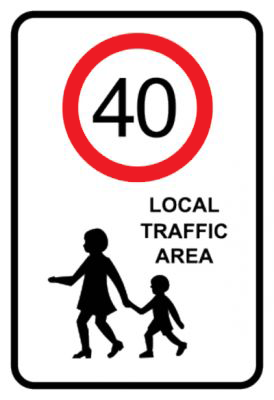 Local traffic road sign showing 40km/h