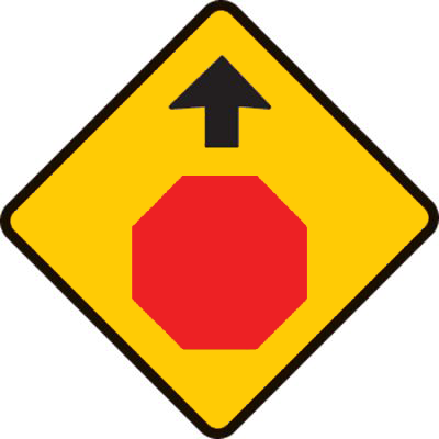 'Stop sign ahead, slow down' road sign