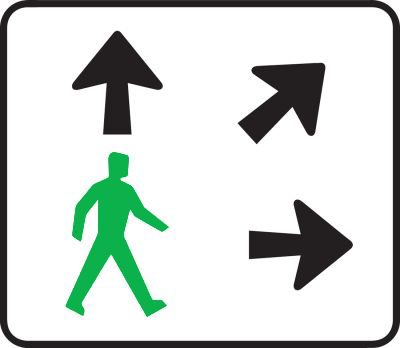 Pedestrians can walk in any direction sign