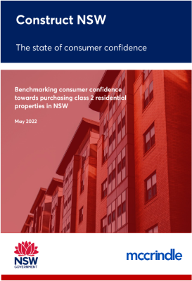 Front cover of the report on the state of consumer confidence towards purchasing class 2 residential apartments in NSW
