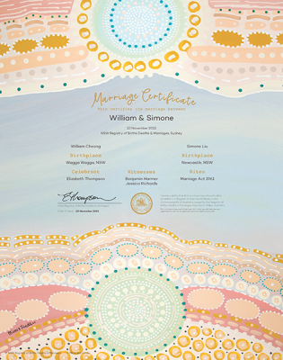 Baaliya (Be Married) commemorative marriage certificate.