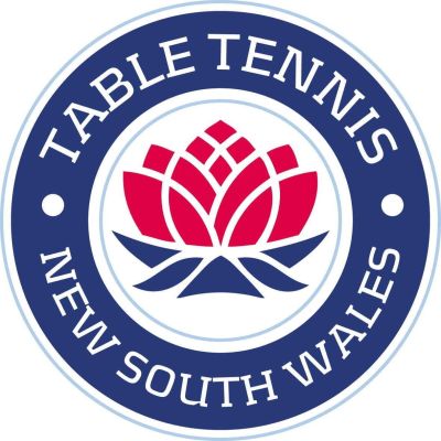 Circle logo reading Table Tennis NSW with a red waratah in the middle of the circle