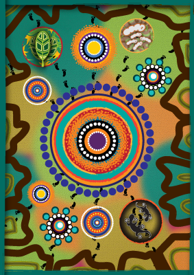 Aboriginal artwork created by Jasmine Sarin to represent the Western NSW LHD Reconciliation Action Plan