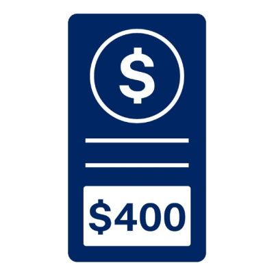 Pictogram of $400 fine with dollar sign 