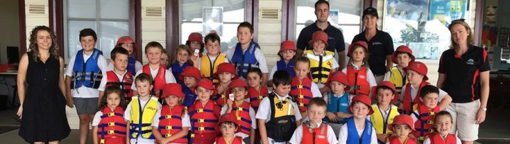 Children in boating safety class.