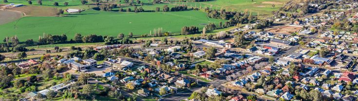 Aerial view of the regional NSW town Cowra