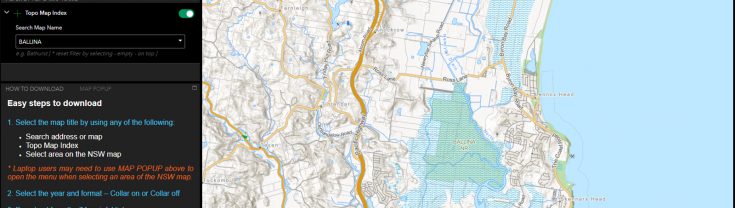 Screenshot of NSW topographic map
