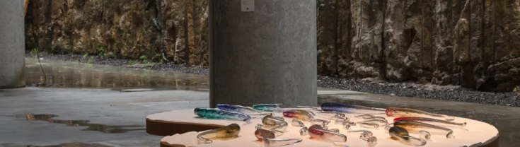 Image of glass art installation by Aboriginal artists, Leanne Tobin